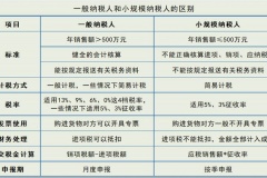 小规模纳税人和一般纳税人的区别